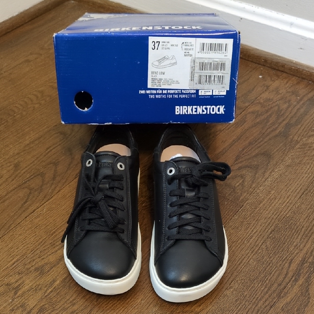 NIB Birkenstock Bend Low Leather Black Sneakers Size 37, 6 - 6.5
